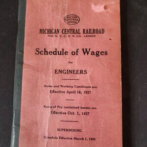 Antique 1937 Schedule of Wages for Engineers